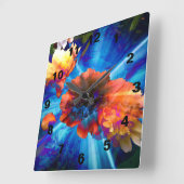 Peonies in Blue Light スクエア壁時計 (傾斜)