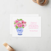 Peonies in Chinoiserie Vase – Sympathy Thank You ノートカード (正面/裏面インサイチュ)