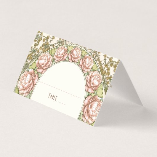 Peonies Name Cards Wedding Table Vintage (正面)