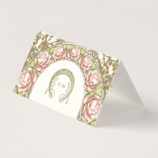 Peonies Name Cards Wedding Table Vintage (裏面)