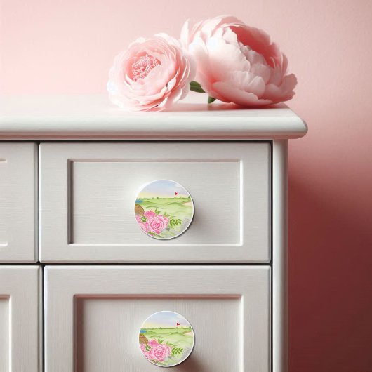  Peonies On Golf Course セラミックノブ