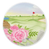  Peonies On Golf Course セラミックノブ (正面)