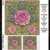 Peonies & Peacock Feathers Panel EH7 Decoupage 薄葉紙