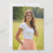 Peonies Pink Peach Script Elegant Photo Sweet 16 招待状 (裏面)