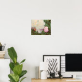 Peonies Pink Peony and Bud Flower Art Poster ポスター (ホームオフィス)