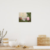 Peonies Pink Peony and Bud Flower Art Poster ポスター (キッチン)