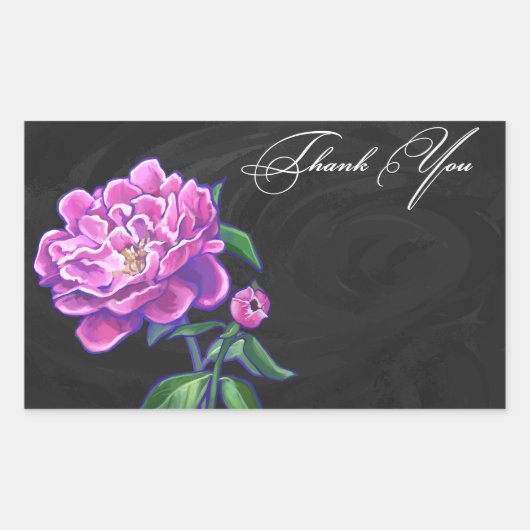 Peonies Thank You 長方形シール (正面)
