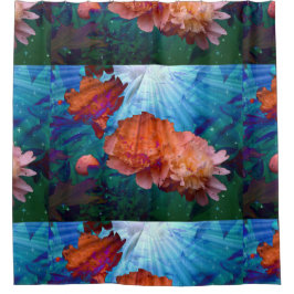 Peonies Under Water シャワーカーテン