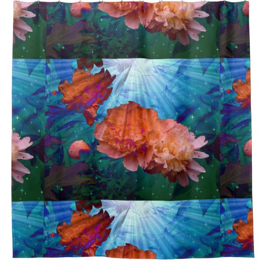 Peonies Under Water シャワーカーテン (正面)