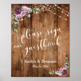 Peonies, Wood & Lightsゲストブックにサイン ポスター