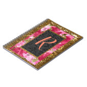 Peonisteの花の古書のスタイルのモノグラム ノートブック (左側)