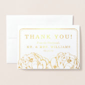 Peonyかわいらしフローラ写真結婚の感謝 箔カード (封筒付き正面)