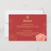 Peonyの中国の金ゴールド結婚詳細エンクロージャカード サンキューカード (正面)