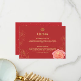 Peonyの中国の金ゴールド結婚詳細エンクロージャカード サンキューカード
