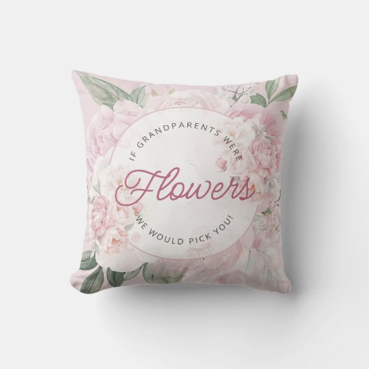 Peonyエレガント私たちはグランドキッズの名前を選ぶ クッション (正面)