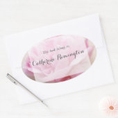 Peonyクローズアップテキストボックス蔵書票 楕円形シール (封筒)