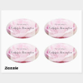 Peonyクローズアップテキストボックス蔵書票 楕円形シール (シート)