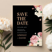 Peonyバラの黒いフローラ日付を保存 招待状