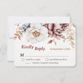 Peonyビクトリアン LuxeウェディングRSVPカード 出欠カード (正面)