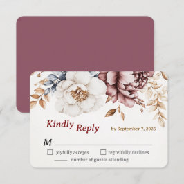 Peonyビクトリアン LuxeウェディングRSVPカード 出欠カード