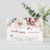 Peonyビクトリアン Luxe結婚式RSVPカードの食事の選択 出欠カード (スタンド正面)