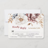 Peonyビクトリアン Luxe結婚式RSVPカードの食事の選択 出欠カード (正面)