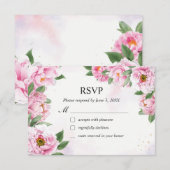 PeonyミニマエレガントリストウェディングRSVPカード サンキューカード (正面/裏面)