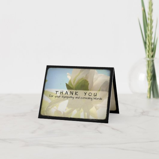 Peonyヴィンテージ写真悔やみや弔慰Thank You Note Card 3 サンキューカード (正面)