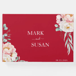 Peony伝統的中国の結婚s(RED) ゲストブック