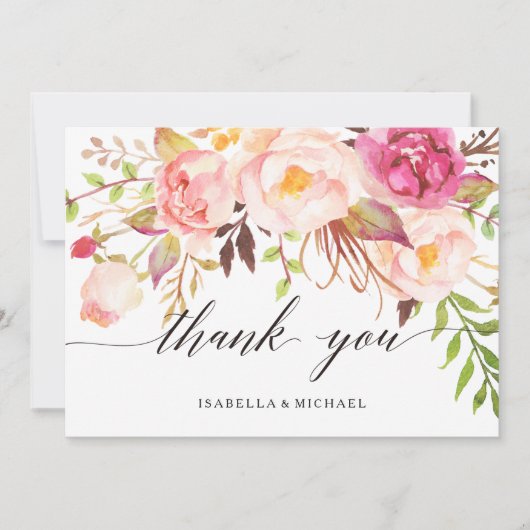 Peony素朴フローラ結婚の感謝 サンキューカード (正面)