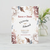 Peony ビクトリアン Luxe Wedding Save the Date Card 招待状 (スタンド正面)