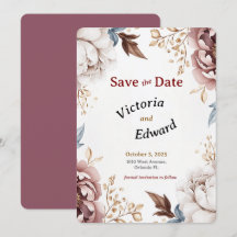 Peony ビクトリアン Luxe Wedding Save the Date Card