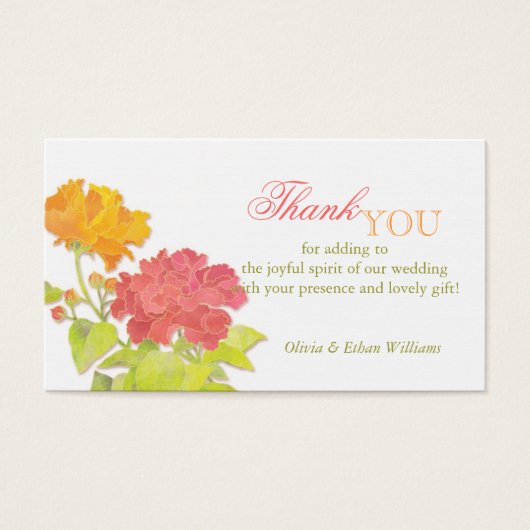 Peony 結婚's Thank Youメッセージカードの囲い (正面)