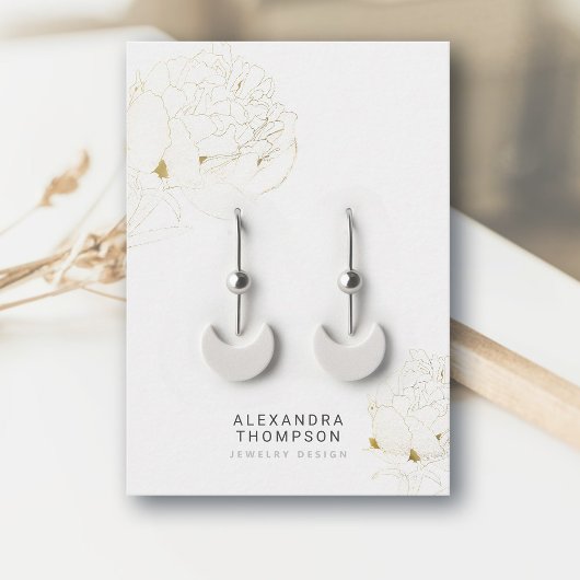 Peony *金ゴールドモダンフローラスケッチジュエリー表示 名刺