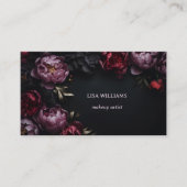  Peony 3D Flowers Dark Moody Black 名刺 (正面)
