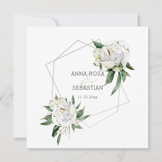 *～* PEONY AR15フローラQR RSVPフレー結婚ム 招待状 (正面)