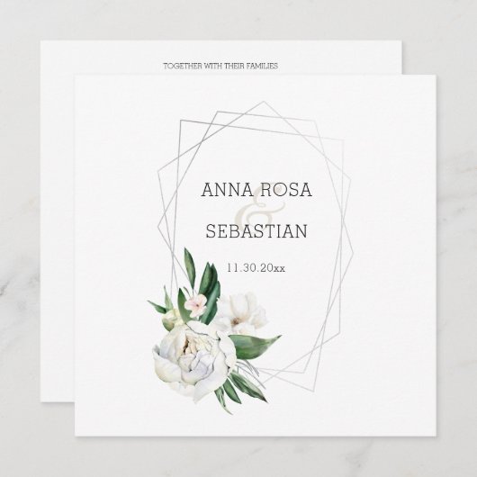 *~* PEONY AR15 QR RSVPフローラフレーム結婚s 招待状 (正面/裏面)