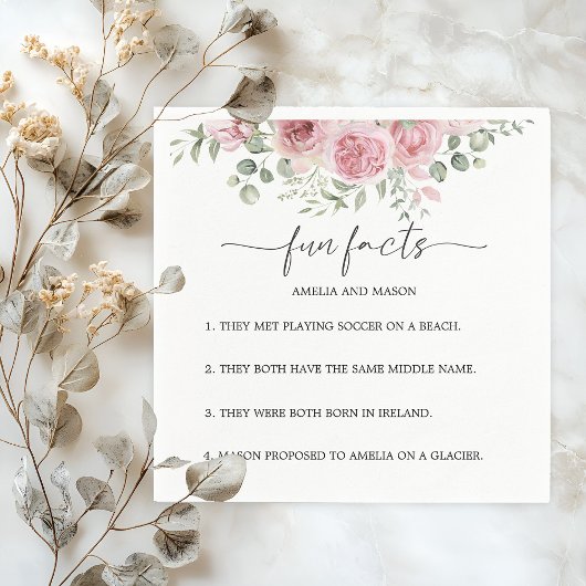 Peony Blush Floral Fun Facts Wedding Napkins スタンダードカクテルナプキン