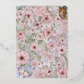 Peony Bouquetのフォイル結婚RSVP応答カード 箔招待状 (裏面)