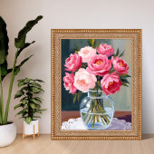 Peony Bouquet | Flower Vase Pink Watercolor Floral ポスター