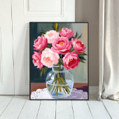 Peony Bouquet | Flower Vase Pink Watercolor Floral ポスター