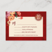 Peony Chinese Wedding QR Code RSVP Online エンクロージャーカード (裏面)
