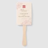 Peony Double Happiness Wedding Program & Timeline ハンドファン (正面)