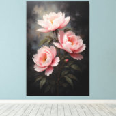 Peony Floral Artwork キャンバスプリント (インサイチュ (ウッドフロア))