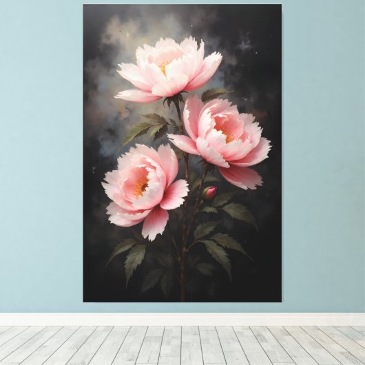 Peony Floral Artwork キャンバスプリント (インサイチュ (ウッドフロア))