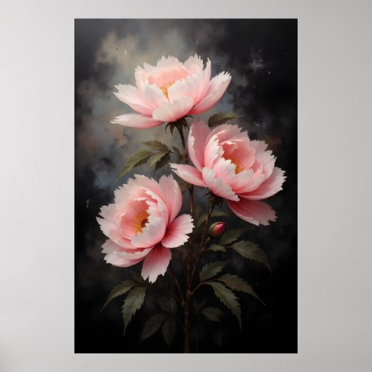 Peony Floral Artwork ポスター (正面)
