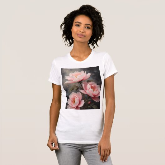 Peony Floral Artwork Tシャツ (正面フル)