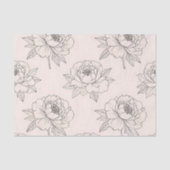 Peony Floral Line Art Pattern Soft 薄葉紙 (正面)