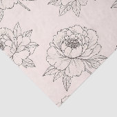 Peony Floral Line Art Pattern Soft 薄葉紙 (詳細)