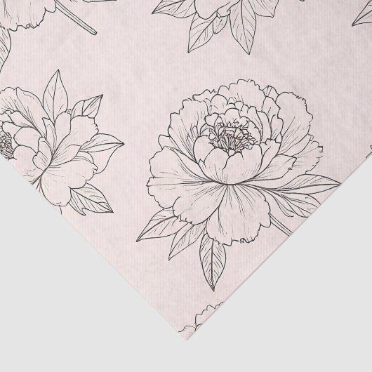 Peony Floral Line Art Pattern Soft 薄葉紙 (詳細)